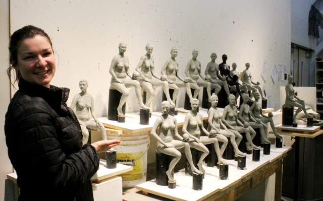 Model with 1/3 life size clay sculptures